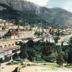 Monte Carlo, Monaco - with the Cafe de Paris in the foreground. Date: 1905