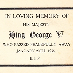 Mourning card, King George V