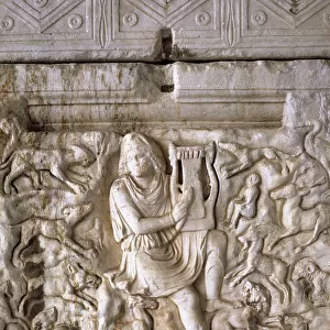 Orpheus playing his lyre. Relief from Thessaloniki. Greece