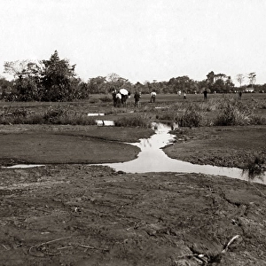 The pitch lake, Trinidad, West Indies, circa 1900