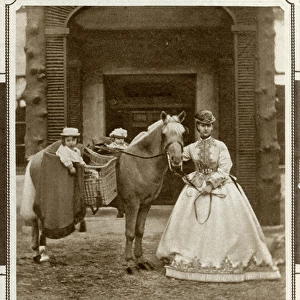 Princess Alexandra giving pony ride to two of her children