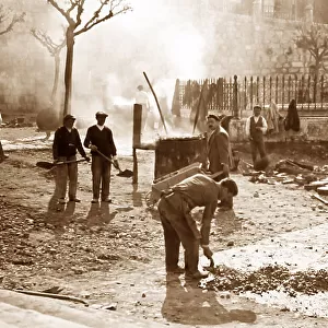 Road repair gang, early 1900s