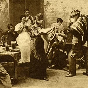Street scene with dancers, Chile, South America