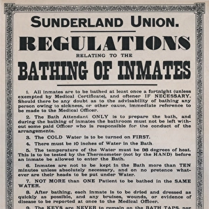 Workhouse Bathing Regulations, Sunderland, County Durham