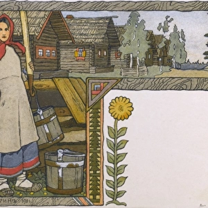 A young Russian Country woman at the village well