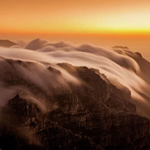 Clouds over Table Mountain, Cape Town, South Africa, Africa