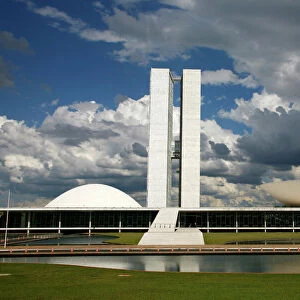 Congresso Nacional (National Congress) designed by Oscar Niemeyer, Brasilia, UNESCO World Heritage Site, Brazil, South America
