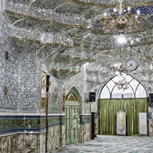 Emamzadeh Zeyd Mausoleum, entrance hall decorated with mirrors, Tehran, Islamic Republic