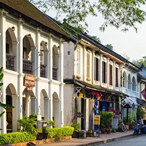 French colonial style buildings on Sakkaline Road in Luang Prabang historic district