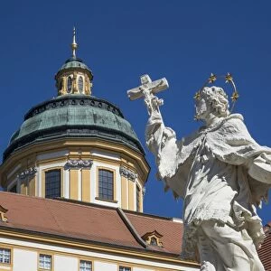 Johannes Nepomuk statue and Monastery, Melk, UNESCO World Heritage Site, Lower Austria