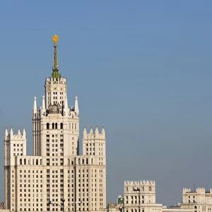 Moscow skyline with Stalanist-Gothic skyscraper, Moscow, Russia, Europe