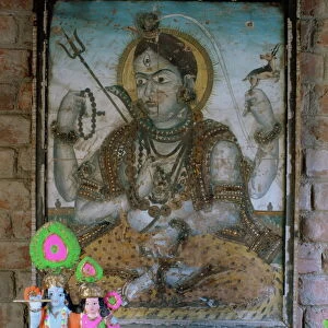 Painting of Krishna on glass
