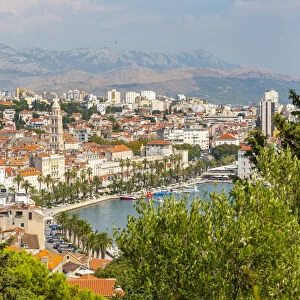 Panoramic view from above Split Town and Cathedral of Saint Domnius, Split, Dalmatian