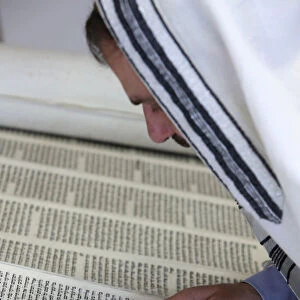 Reading the Torah in a synagogue, Paris, France, Europe