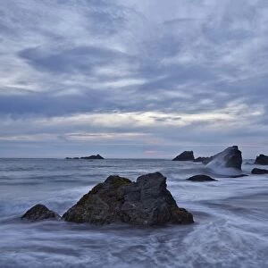 Rocks in the surf at sunset, Harris Beach State Park, Oregon, United States of America, North America