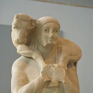 Statue of boy with goat in the Acropolis Museum