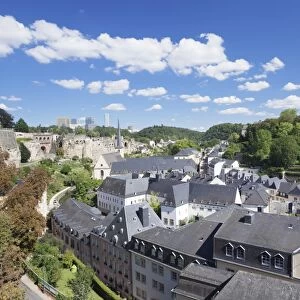 View over the old town with Neumunster Abbey, UNESCO World Heritage Site, in the