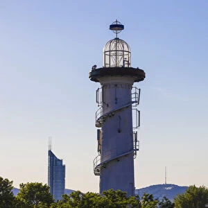 Austria, Vienna, Lighthouse on Danube river island