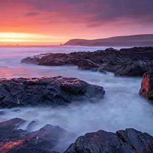 Beautiful sunset over Trevose Head from Booby's Bay, Cornwall, England