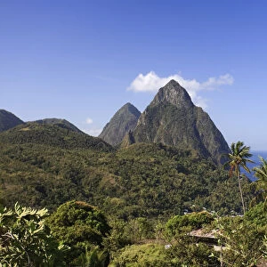 Caribbean, St Lucia, Petit and Gros Piton Mountains (UNESCO World Heritage Site)