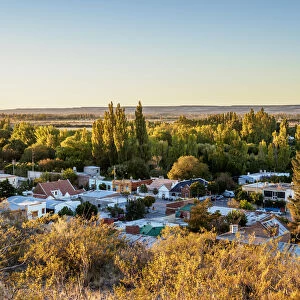 Gaiman at sunrise, elevated view, The Welsh Settlement, Chubut Province, Patagonia