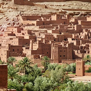 The historical fortified desert city (ksar) of Ait Benhaddou along the former caravan