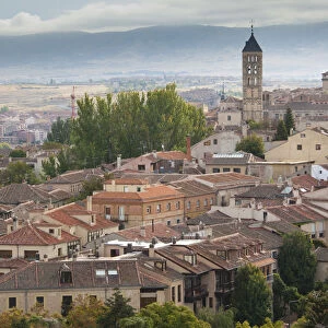 Spain, Castilla y Leon Region, Segovia Province, Segovia, elevated town view