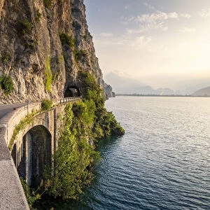The SS45bis scenic road on the coast of Garda Lake near Limone sul Garda
