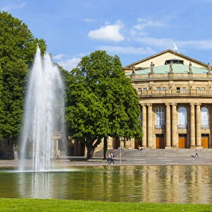 Staatstheater and fountain, Stuttgart, Baden-Wurttemberg, Germany