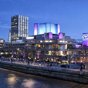 UK, London, National Theatre and Royal Festivall Hall at dusk