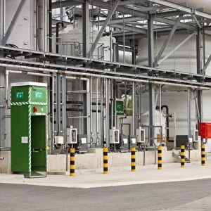 The odour supressant plant at Daveyhulme wastewater treatment plant in Manchester, UK. United Utilities Daveyhulme plant processs all of Manchester sewage and deals with 714 million litres a day. The sewage sludge from the plant is put in huge
