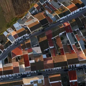 An aerial view of Rociana village near Donana Natural Reserve, southwest Spain An aerial view of Rociana village near Donana Natural Reserve, southwest Spain