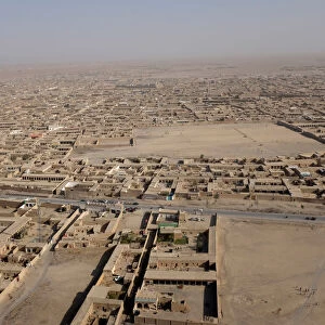 An aerial view shows the border-crossing town of Chaman