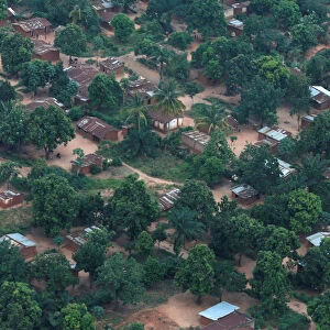 An aerial view shows Congolese homes on the outskirts of Mbuji Mayi town in Kasai