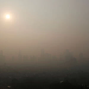 Aerial view as smog covers Jakarta ahead of Asian Games