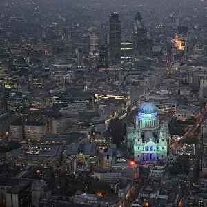 An aerial view of St Pauls Cathedral during the City Salute pageant in central London