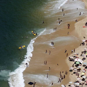 An aerial view of Vermelha beach is seen in Rio de Janeiro