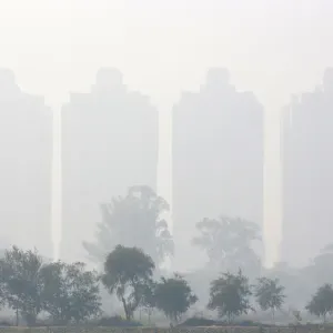Apartments are shrouded by smog in Noida Apartments are shrouded by smog in Noida