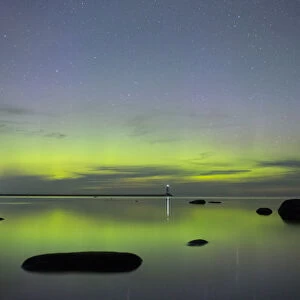 The Aurora Borealis is seen in the sky in Leningrad Region