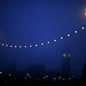The Big Ben clock tower and the Houses of Parliament are seen in pre-dawn light
