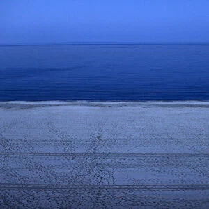 The Black Sea is seen at dusk in Mamaia seaside resort