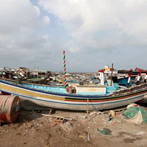 Boat is pictured at the fishing port of the Red Sea city of Hodeida, Yemen
