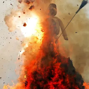 The Boeoegg, a snowman made of wadding and filled with firecrackers The Boeoegg, a snowman made of wadding and filled with firecrackers