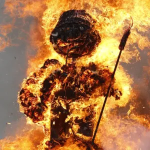 The Boeoegg, a snowman made of wadding and filled with firecrackers The Boeoegg, a snowman made of wadding and filled with firecrackers