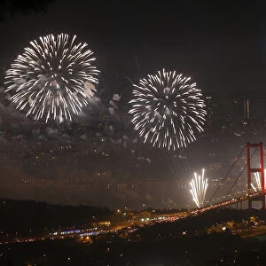 The Bosphorus Bridge that links the citys European and Asian sides, with the European