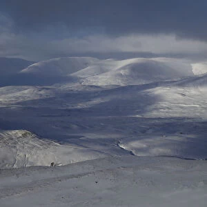 The Cairngorm mountains (Carn Liath on the right ) are seen covered in snow near Blair Atholl