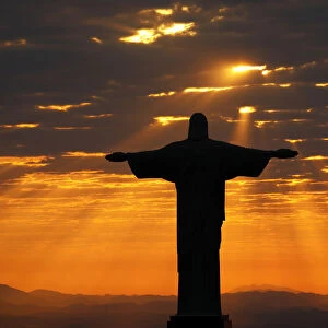 Christ the Redeemer during sunrise in Rio de Janeiro