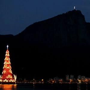 A Christmas tree is pictured at Rodrigo de Freitas Lagoon in Rio de Janeiro, Brazil