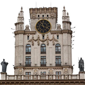The clock tower is pictured in Minsk