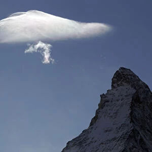 A cloud is pictured over the Matterhorn mountain from Sunnegga in the ski resort of